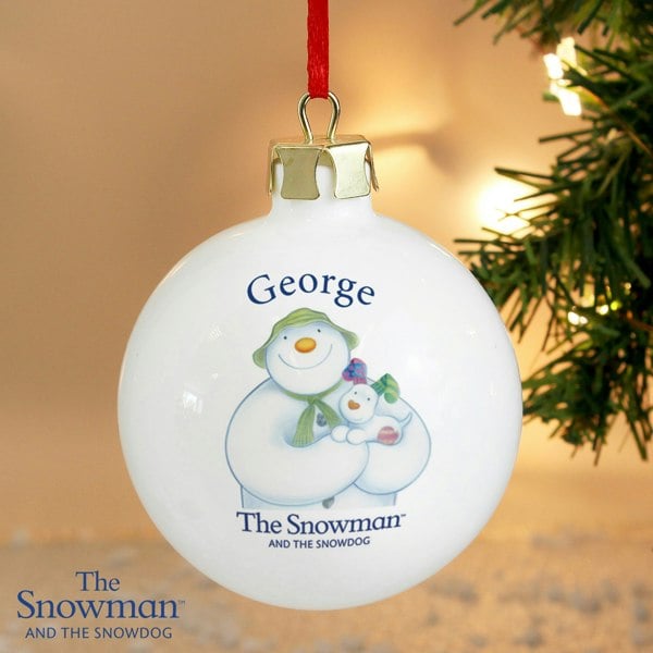 Personalised Memento Company Personalised The Snowman and the Snowdog Bauble
