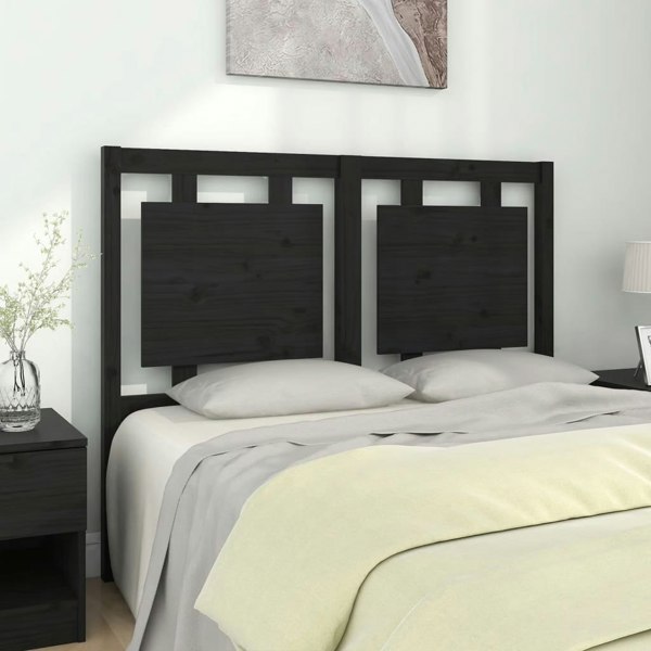 Berkfield Bed Headboard Black 125.5x4x100 cm Solid Pine Wood