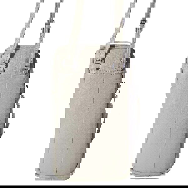 Assots London 'LEO' Beige Nappa Real Leather Crossbody Mobile Phone Bag