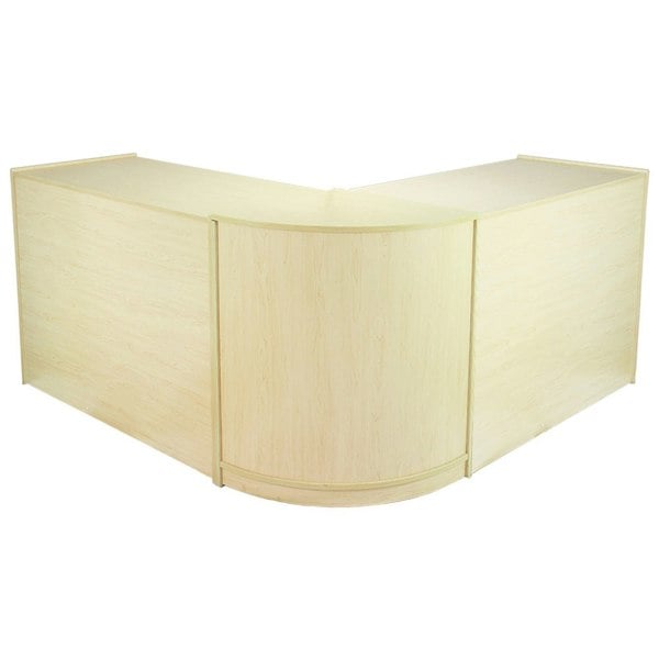 Zodiac Maple Shop Counter & Retail Display Set in light maple finish, featuring a sleek, curved design and smooth surface for easy cleaning