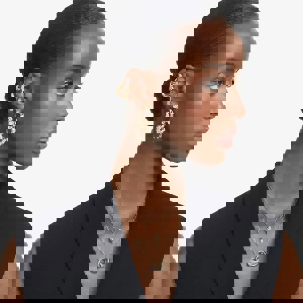 Swarovski Dextera White Interlocking Loop Gold Tone Plated Necklace 5668820