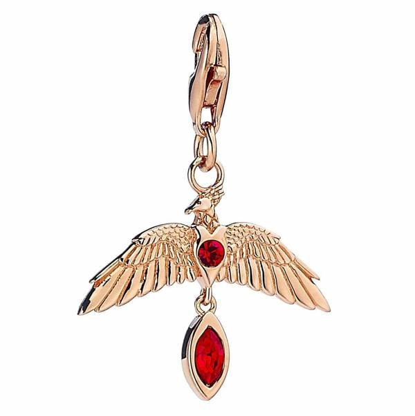 Harry Potter sterling silver Fawkes Rose Gold Plated clip on charm with crystals