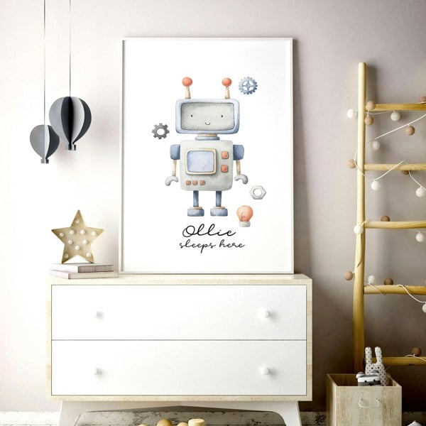 Wall art nursery | set of 3 vintage Robots art prints