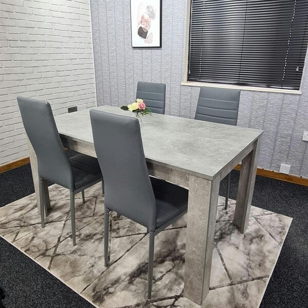 Kosy Koala Modern Dining Table Set With 6 Grey Chairs Dining Room Furniture Set - Table + 4 grey metal chairs