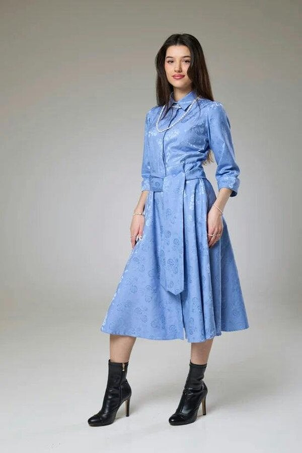 Lioness by TF Sky Blue Petals Sleeved Dress