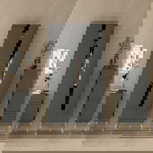 Furniture To Go Cumbria Wardrobe with 2 Doors + 2 Drawers Dark Grey