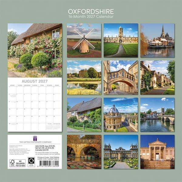 Oxfordshire Calendar 2027, Wall Calendars, Month To View, Travel, Gift