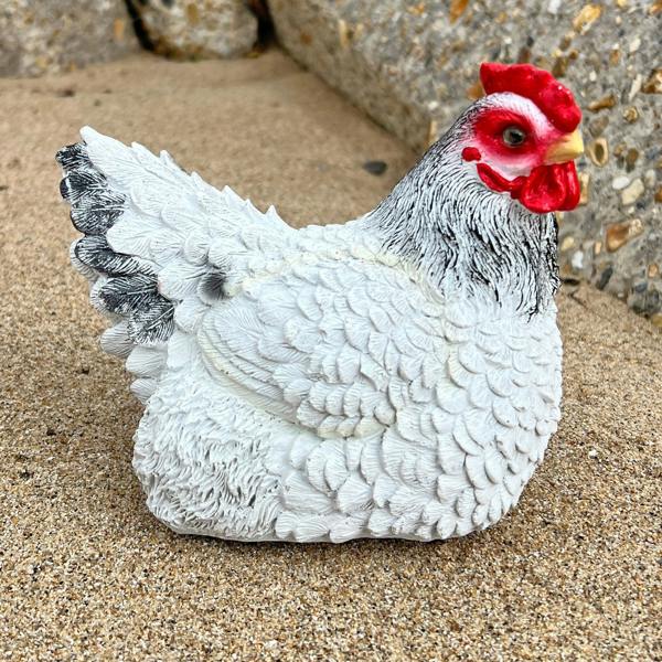 Farmwood White Chicken Garden Bird Ornament Statue