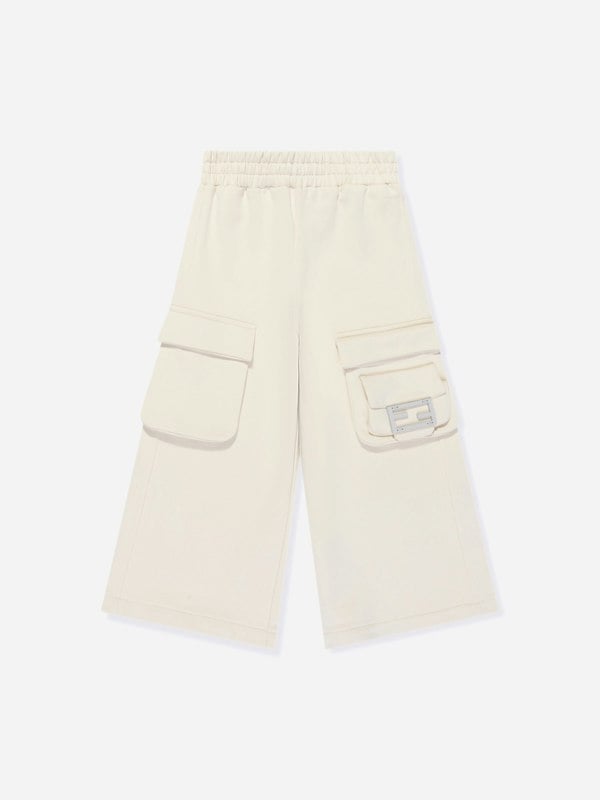 Fendi Kids Fendi Girls Baguette Pocket Trousers in Beige