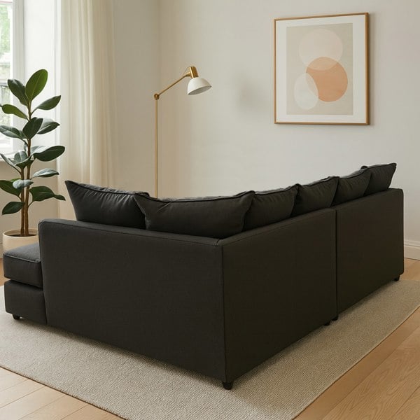 Furnishings For Less Chiswick Corner Sofa 4 Seater with Footstool - Silver Or Black