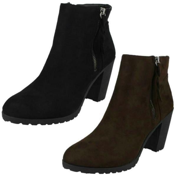 Spot On Ladies Spot On Ankle Boots With Zip Detail