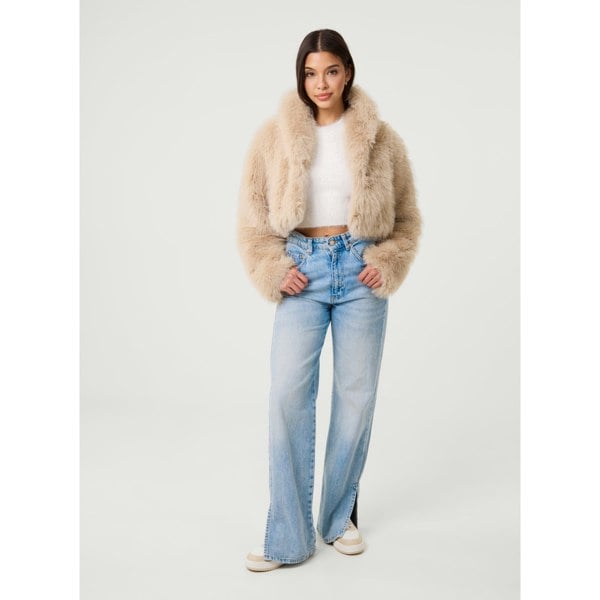 Pink Vanilla Crop Fur Jacket