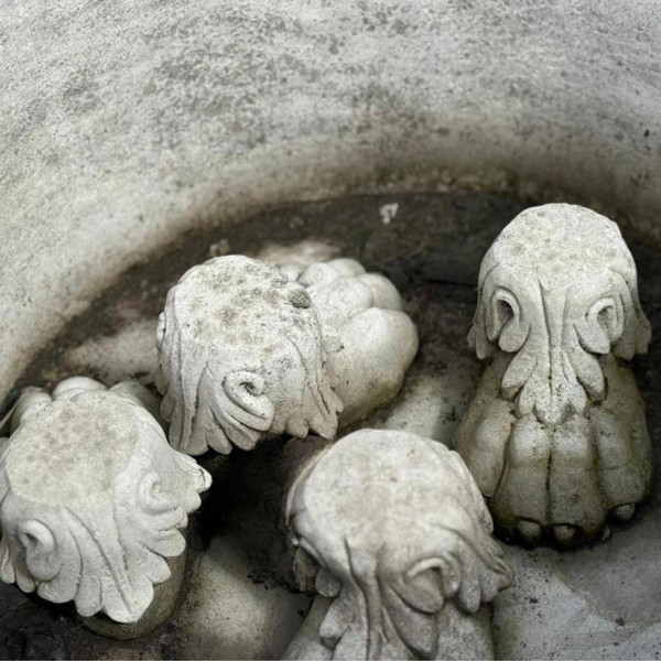 OSN Large Round Stone Cherub Pot Planter