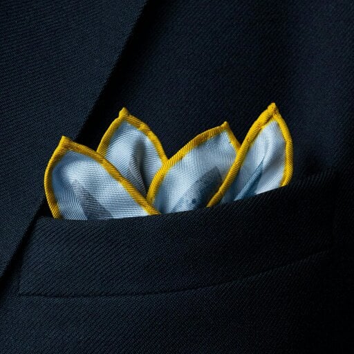 Otway & Orford 'American Patrol' WW2 fighters silk pocket square in blue & white (42 x 42cm)