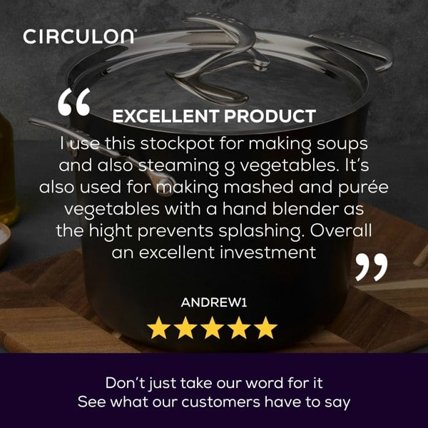 Circulon Style Hard Anodised Stockpot, 24cm/7.6L