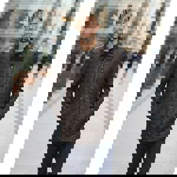 Leather Company Men's Leather Motorcycle Jacket Classic Biker Coat