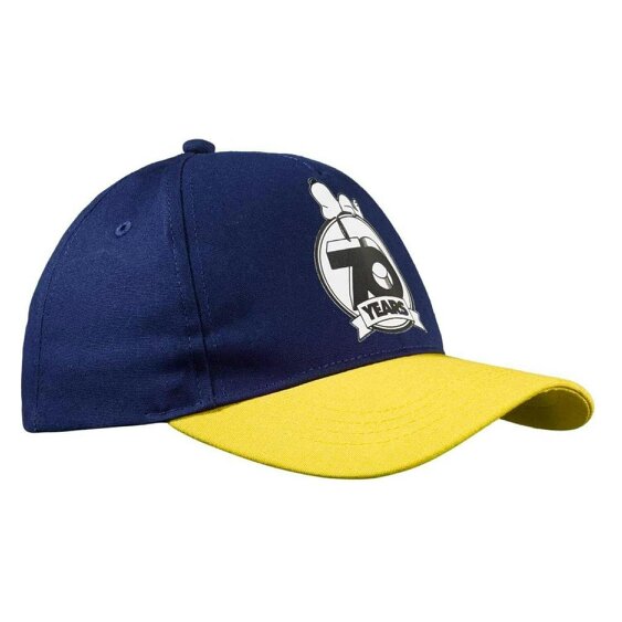 Peanuts Snoopy 70 Years Logo Baseball Cap Navy and Yellow