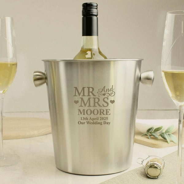 Personalised Memento Company Personalised Mr & Mrs Stainless Steel Ice Bucket