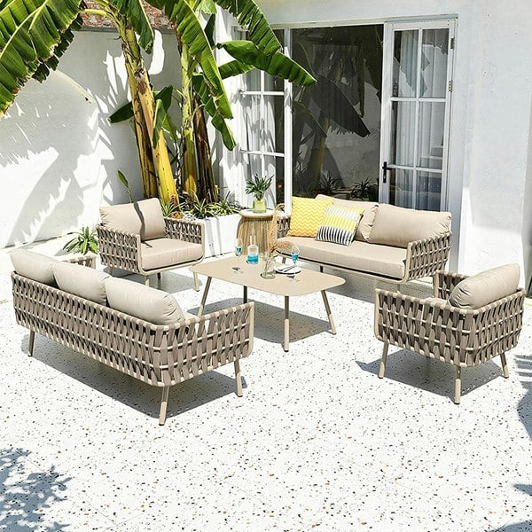 Kenneth Outdoor Sofa Set (Armchair x 2 + Sofa + Coffee Table)-Rit Concept-Rit Concept