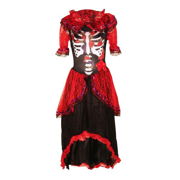 Bristol Novelty Womens/Ladies Day Of The Dead Costume - Red/Black/White - 