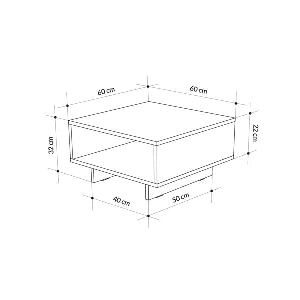 Decortie Hola Modern Coffee Table Multipurpose Storage Compartment 60x60x32 cm