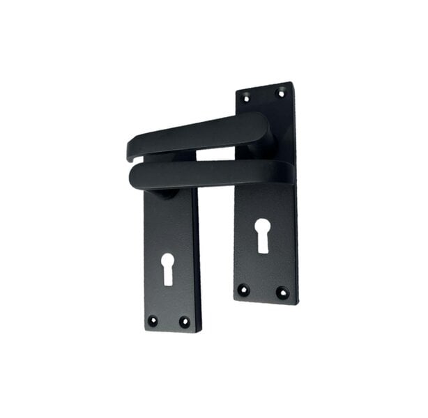 EDH Door Hardware Matt Black Door Handles Victorian Straight Lock Handles and Sash Lock