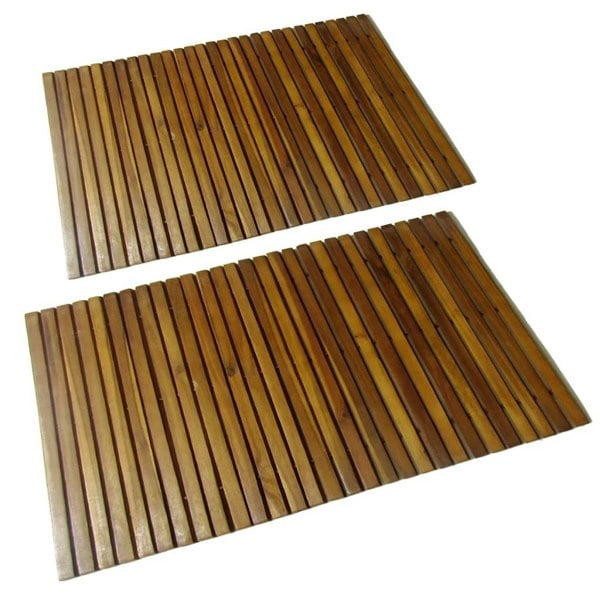 Berkfield 2 pcs Acacia Bath Mat 80 x 50 cm