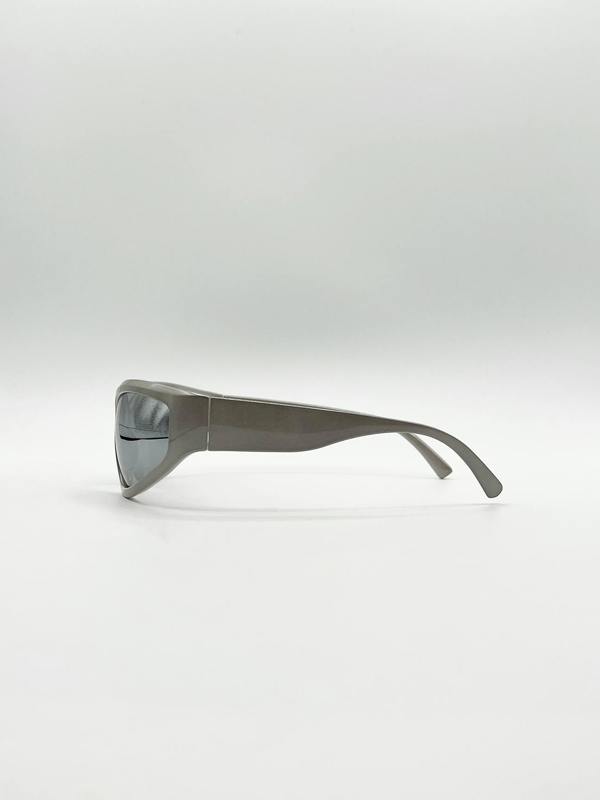 Silver Racer Wrap Sunglasses - svnx
