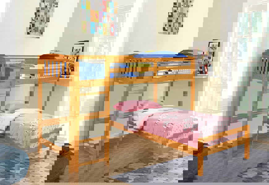 Comfy Living 3ft Wooden Combination Bunk Bed In Grey White Or Caramel Bedroom Kids Bedroom