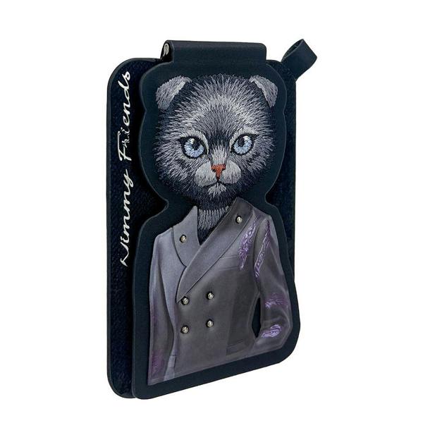 Nimmy Friends Nimmy Fashion & Cute Black Cat Series Embroidery Magnetic Stand with MagSafe Black - N-CXMC-ZJKT-03