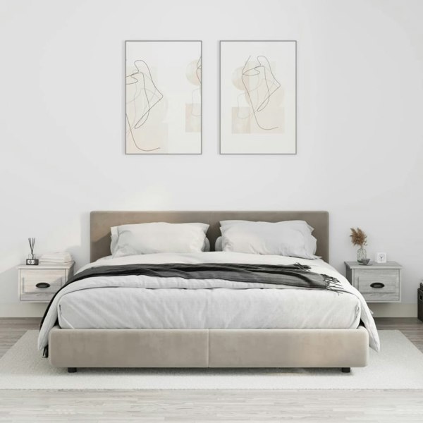 Berkfield Wall-mounted Bedside Cabinets 2 pcs Grey Sonoma 41.5x36x28cm