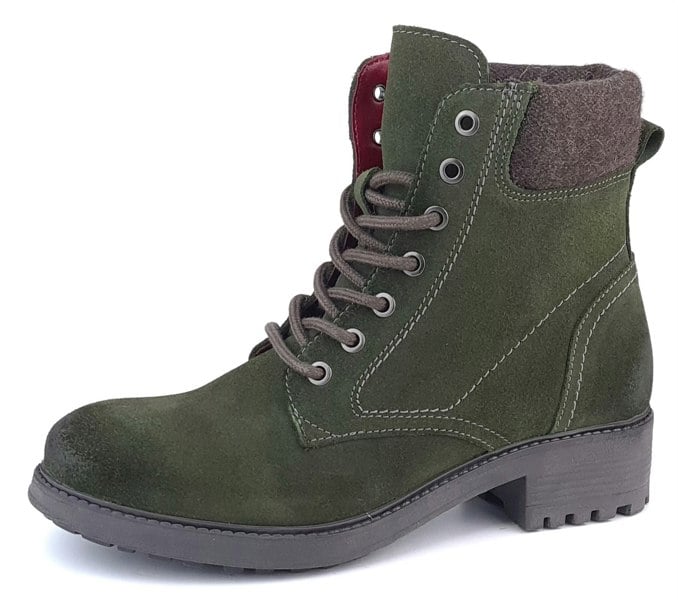 Frank James Warwick Suede Leather Womens Lace Up Block Heel Ankle Boots