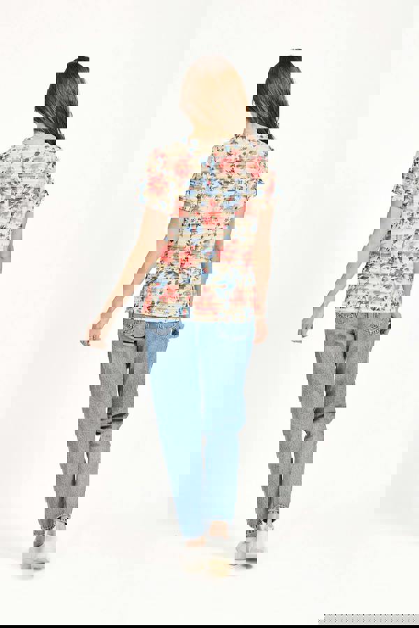 Mudflower Floral Stripe Print Embellished Top