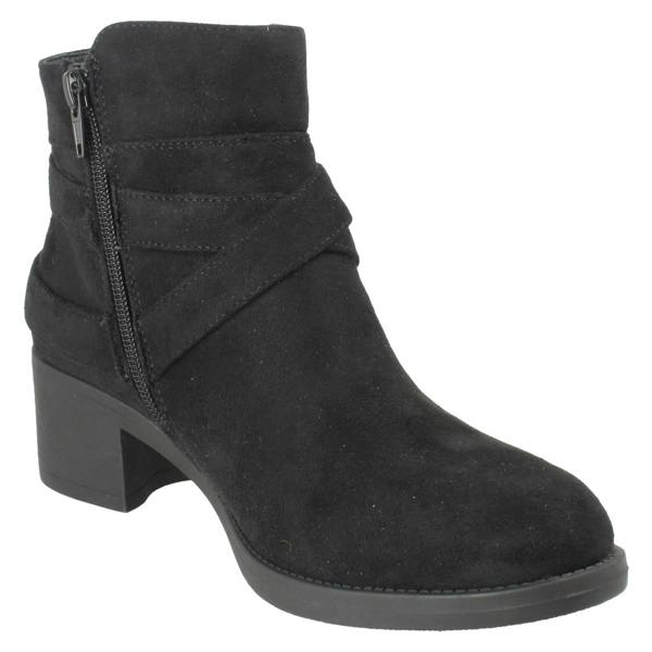 Spot On Ladies Spot On Wide Fit Microfibre Zip Ankle Boots F51255