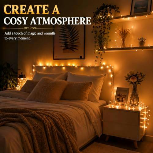 10m Battery Operated Warm White LED Fairy String Lights, Copper Wire, 2 Pack image 4