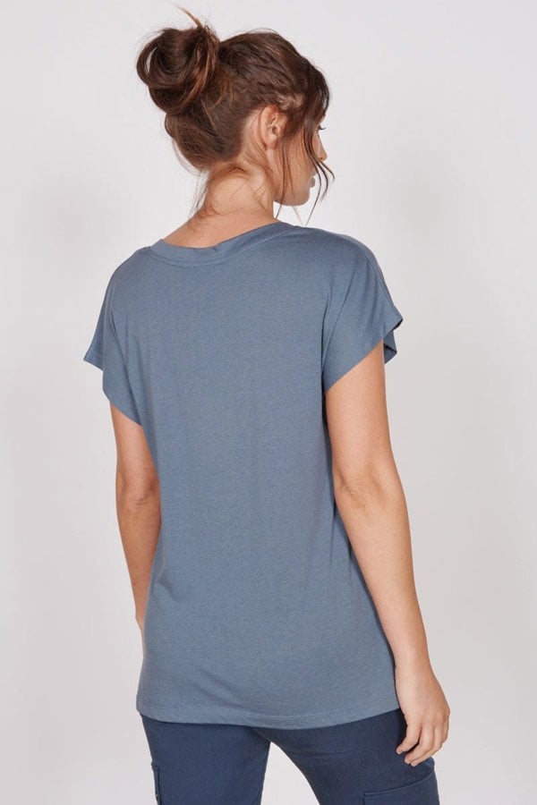Jeetly.comPhoebe Blue Sleeveless V Neck TopShirts & Tops