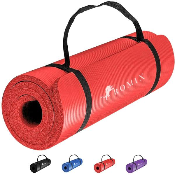ROMIX Yoga Mat 10mm Thick, 180 x 60cm Non Slip Foam Exercise Mat with Carry Bag and Strap