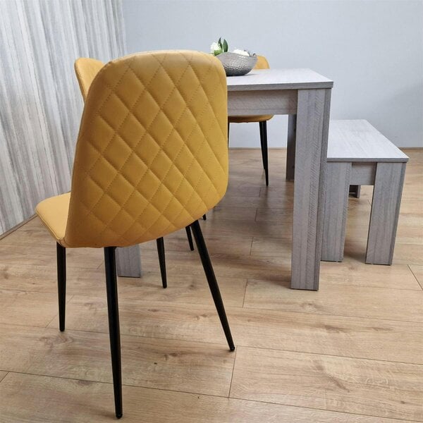 Kosy Koala Dining Table Set With 4 Mustard Chairs And 1 Bench Dining Room Furniture