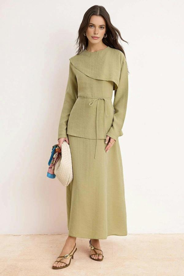 WOVCOR Belted Woven Dress