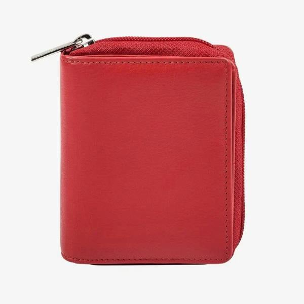 Miami zip around purse for women in red real leather 