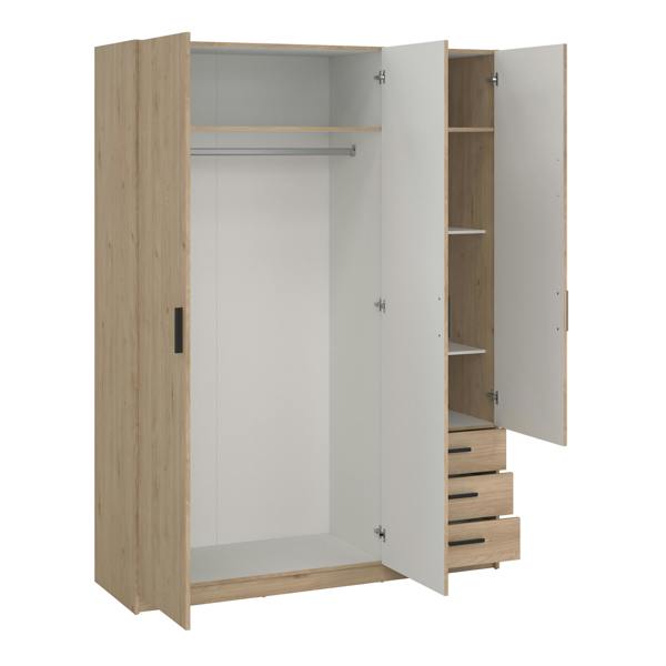 Furniture To Go Sprint Wardrobe with 3 Doors + 3 Drawers in Jackson Hickory