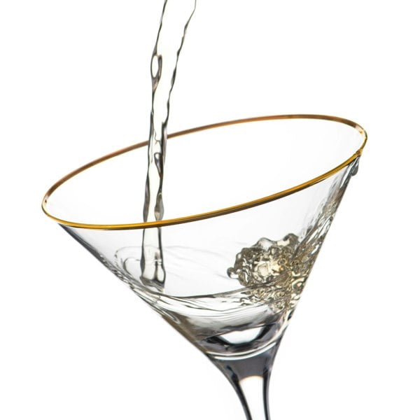 Diamante Hand Painted Gold Rim Crystal Martini Glasses - Set of 2