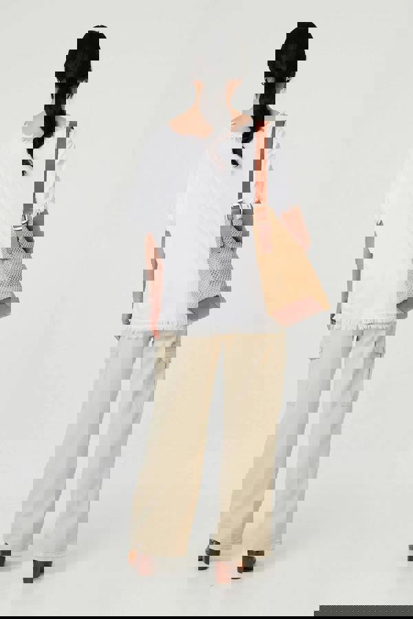 White | Frayed Edge Floral Embellished Top