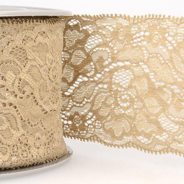 Stephanoise 80mm Stretch Lace Trim Taupe - per metre