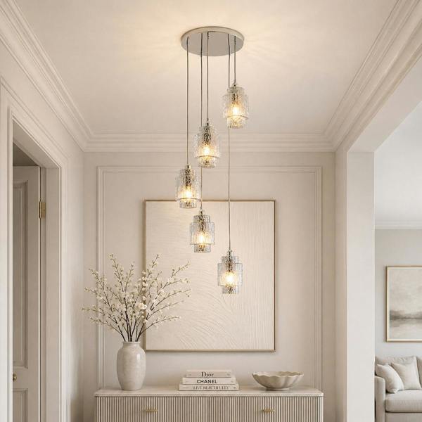 Pagazzi Lighting Evelle 5-Light Chrome Cascading Pendant