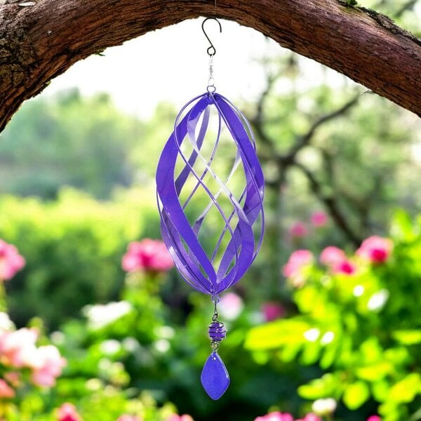 EDH Door Hardware Violet Metal Hanging Spinner – 40cm x 14cm | Wind-Powered Kinetic Garden Ornament | Outdoor Hanging Wind Spinner for Patios