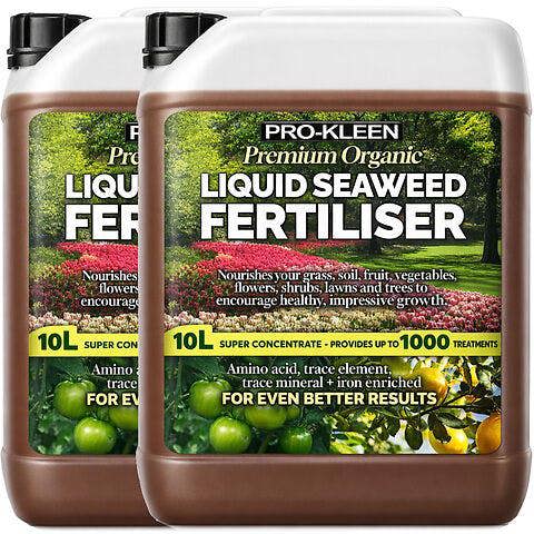 ProKleen Pro-Kleen Organic Liquid Seaweed Fertiliser 10L Ascophyllum Seaweed Extract for Grass Vegetables Fruit Flowers Shrubs Lawns x2