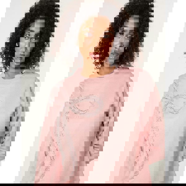 Blue Vanilla Diamante And Pearl Bow Knit Jumper