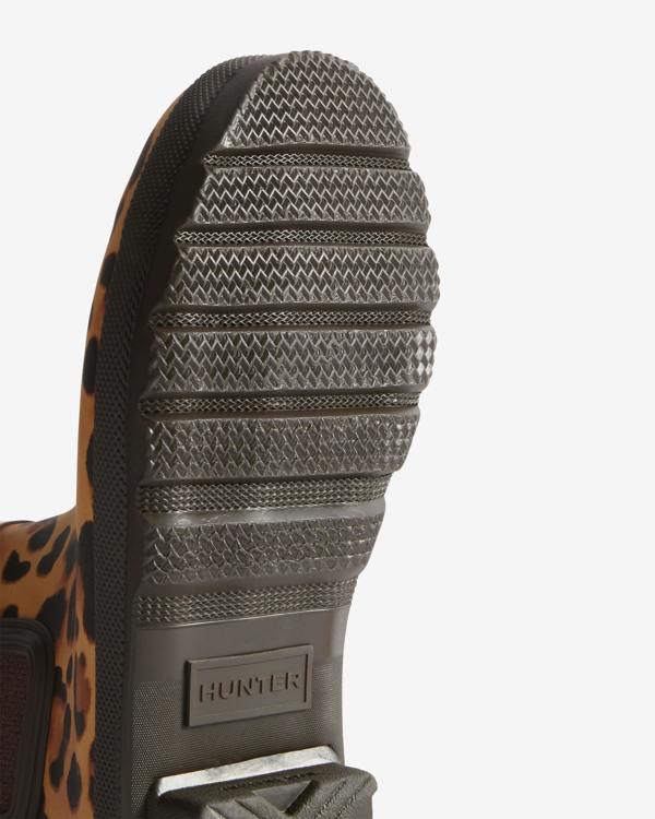 Hunter Womens Original Chelsea Leopard Boot - Leopard Print/Chocolate Brown | CHO | Designer Womens Short Wellies