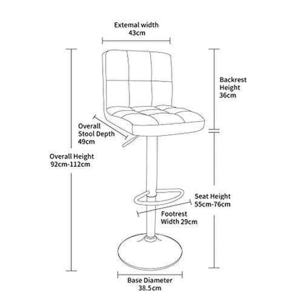Neo Bar Stool Dark Grey Faux Leather & Steel Base Set of Two